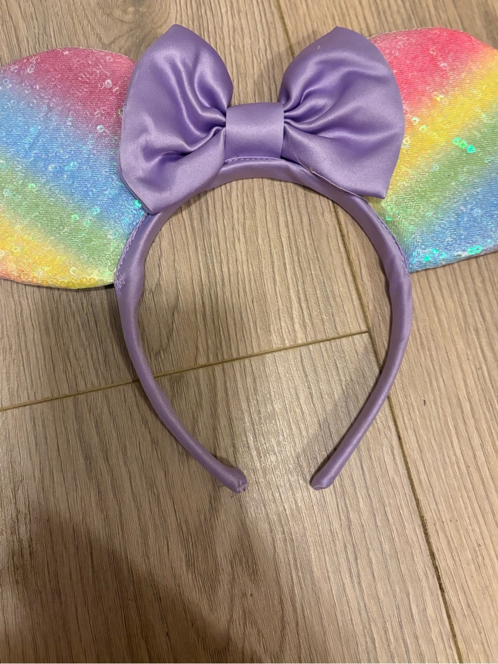 Disney Lavender Bow Rainbow Sequin Mouse Ear Headband
